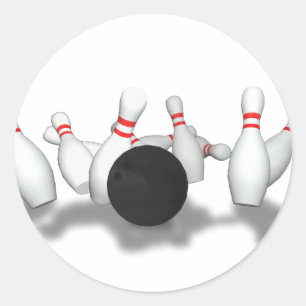 Bowling Ball & Pins: 3D-model: Ronde Sticker
