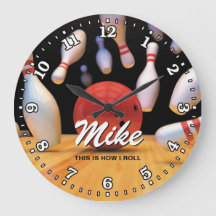 Bowling Ball Pins Man Cave Clock