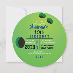 BOWLING BALL ROUND Anniversaire Fête Invitation