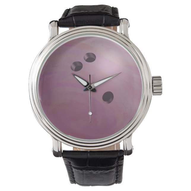 Bowling Ball Roze Horloge (Voorkant)