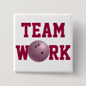 Bowling Ball Roze Vierkante Button 5,1 Cm (Voorkant)