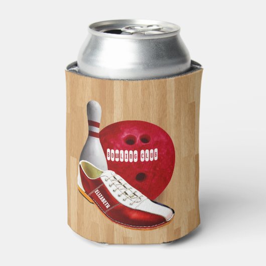 Bowling Ball-schoen en -pin met uw eigen naam Blikjeskoeler (Blikje Voorkant)