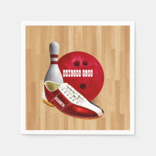 Bowling Ball-schoen en -pin met uw eigen naam Servetten