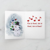 Bowling Ball Sneeuwman Kerst Kaart (Binnen)