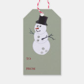 Bowling Ball Snowman Kerstmis Cadeaulabel (Voorkant)
