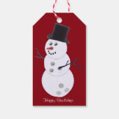 Bowling Ball Snowman Kerstmis Cadeaulabel (Achterkant)