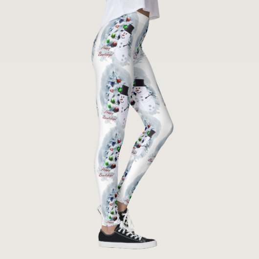 Bowling Ball Snowman Leggings de Noël (Droite)