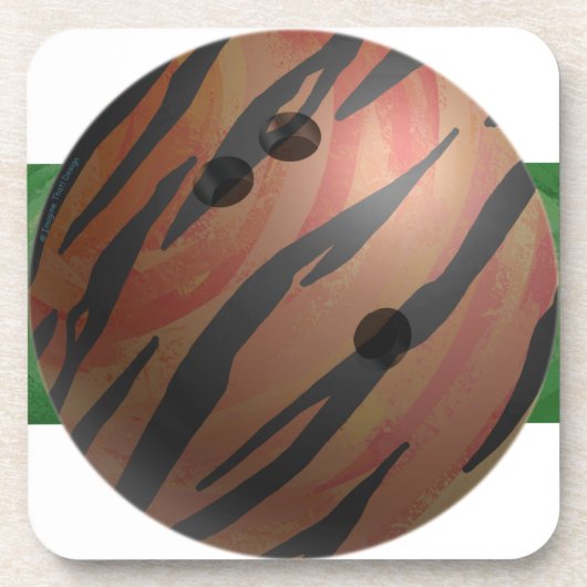 Bowling Ball Tiger Oranje Onderzetter (Voorkant)