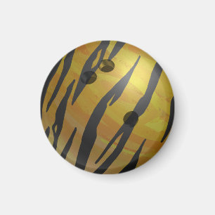 Bowling Ball Tiger Yellow Magneet