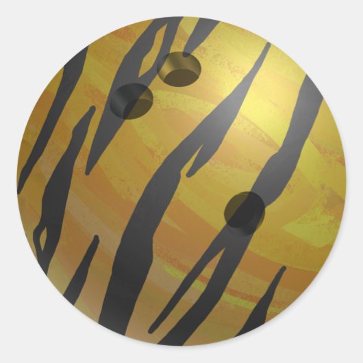 Bowling Ball Tiger Yellow Ronde Sticker (Voorkant)