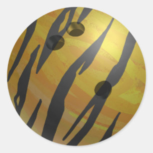 Bowling Ball Tiger Yellow Ronde Sticker