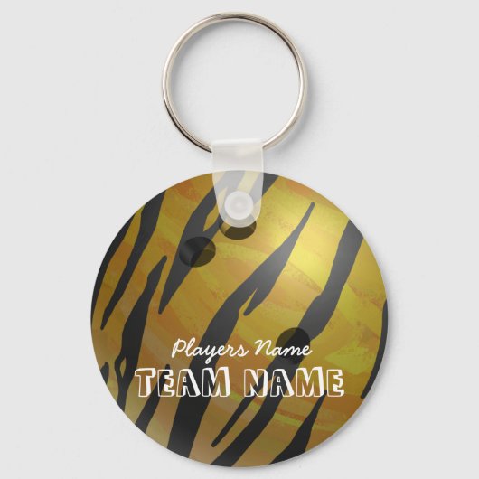 Bowling Ball Tiger Yellow Sleutelhanger (Voorkant)