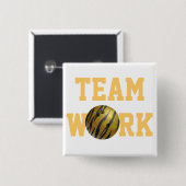 Bowling Ball Tiger Yellow Vierkante Button 5,1 Cm (Voorkant /achterkant)