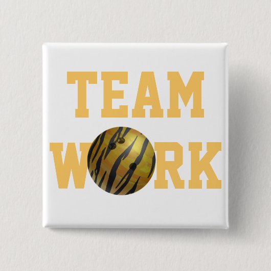 Bowling Ball Tiger Yellow Vierkante Button 5,1 Cm (Voorkant)