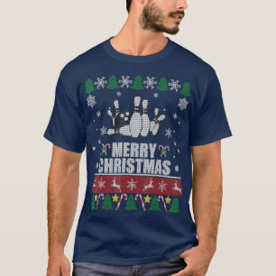 Bowling Balls Pins Ugly Kerstmis T T-shirt