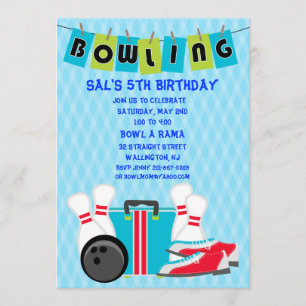 Bowling Banner Birthday Party Uitnodiging