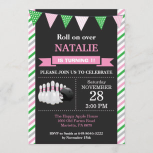 Bowling Birthday Invitation 1st Birthday Party Kaart
