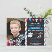 Bowling Birthday Invitation 1st Birthday Party Kaart (Staand voorkant)