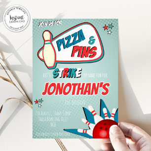 Bowling Birthday Invitation for Boys Kaart