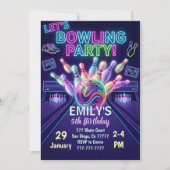 Bowling Birthday Invitation Strike Up Some Fun (Devant)