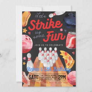 Bowling Birthday Party Invitation Kaart