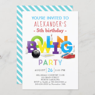 Bowling Birthday Party Invitation Kaart