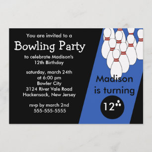 Bowling Birthday Party Invitation Kaart