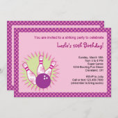 Bowling Birthday Party Invitation Kaart (Voorkant / Achterkant)