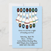 Bowling Birthday Party Invitation Kaart (Voorkant)