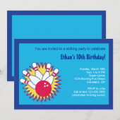 Bowling Birthday Party Invitation Kaart (Voorkant / Achterkant)