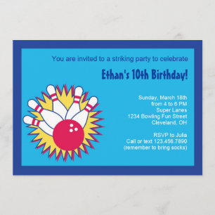 Bowling Birthday Party Invitation Kaart