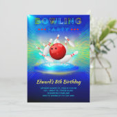 Bowling Birthday Party Invitation Kaart (Staand voorkant)