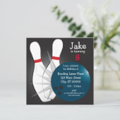 Bowling Birthday Party Invitation Kaart (Staand voorkant)