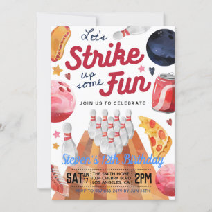 Bowling Birthday Party Invitation Kaart
