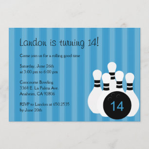 Bowling Birthday Party Invitation - Roze Kaart