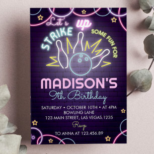 Bowling Birthday Party Invitation Strike Up Kaart