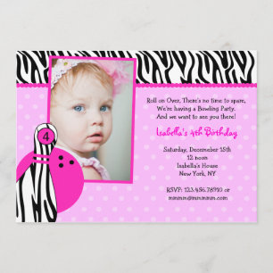 Bowling Birthday Party Invitations Foto Kaart