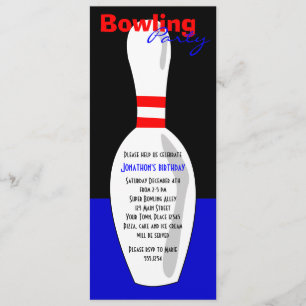 Bowling Birthday Party Invite - Red White en Blue Kaart