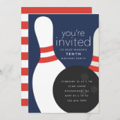 Bowling Birthday Party Kaart (Voorkant / Achterkant)