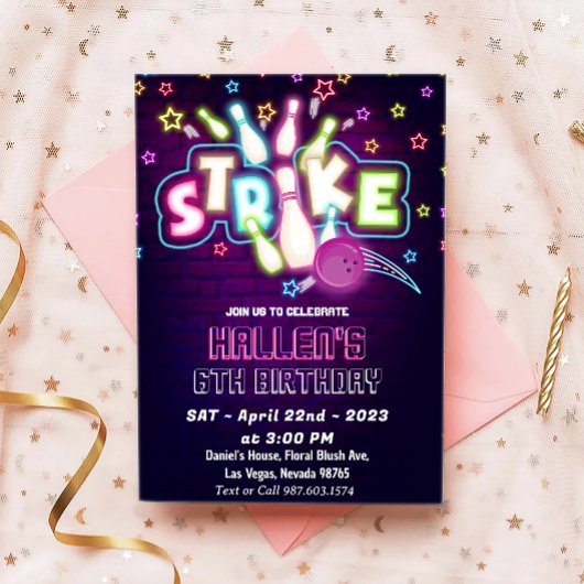 Bowling Birthday Party Kaart