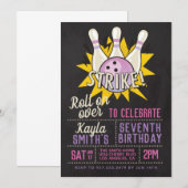 Bowling Birthday Party Kaart (Voorkant / Achterkant)