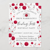 Bowling Birthday Party Kaart (Voorkant / Achterkant)