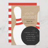 Bowling Birthday Party Kaart (Voorkant / Achterkant)