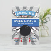 Bowling Birthday Party Tenpin Boys Girls Invite Kaart (Staand voorkant)