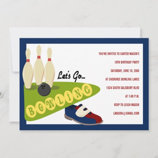 Bowling Birthday Party - Uitnodigingen (Voorkant)