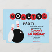 Bowling Birthday Uitnodiging (Voorkant / Achterkant)