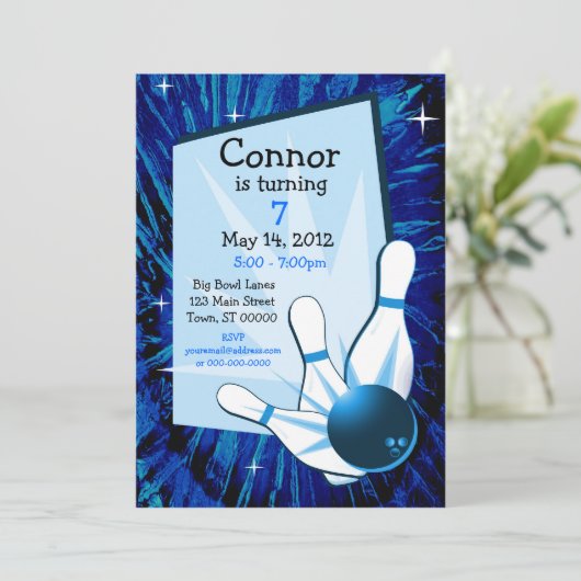 Bowling Birthday Uitnodiging (Staand voorkant)
