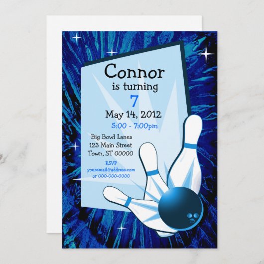 Bowling Birthday Uitnodiging (Voorkant / Achterkant)
