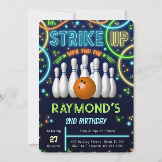 Bowling Birthday Uitnodiging (Voorkant)
