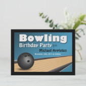 Bowling - Bleu Anniversaire Invitations (Debout devant)
